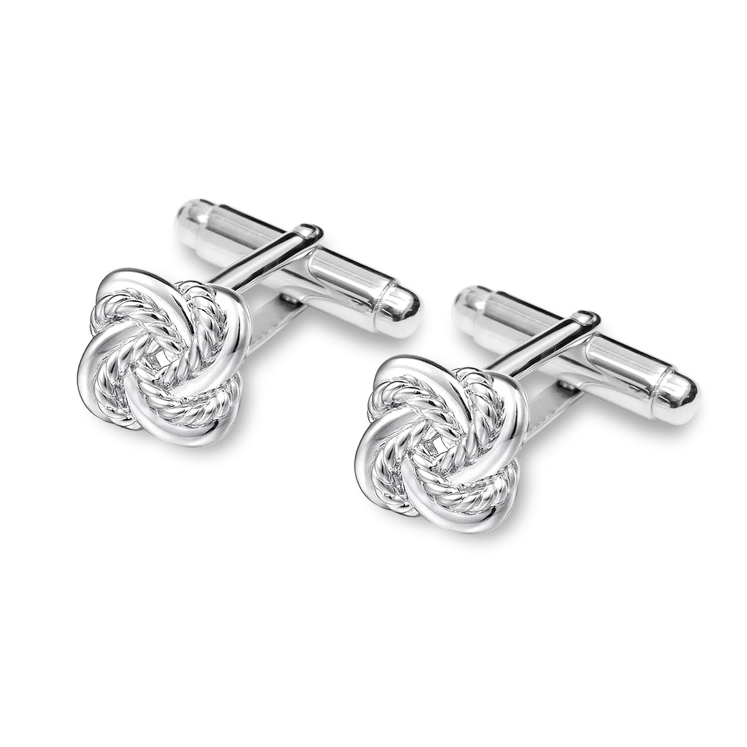 925 Sterling Silver Double Love Knotted Cufflinks for Men