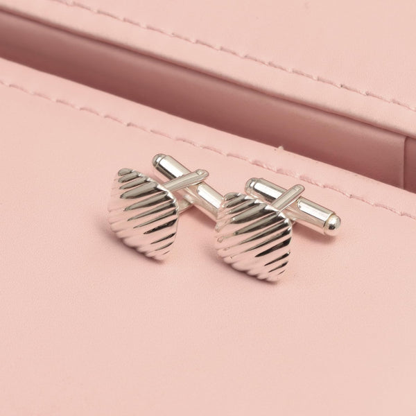 925 Sterling Silver Ribbed Cushion Square Cufflinks for Men