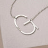 Personalised 925 Sterling Silver Large Initial with Engravable Name Offset Pendant Necklace for Men Women and Teen