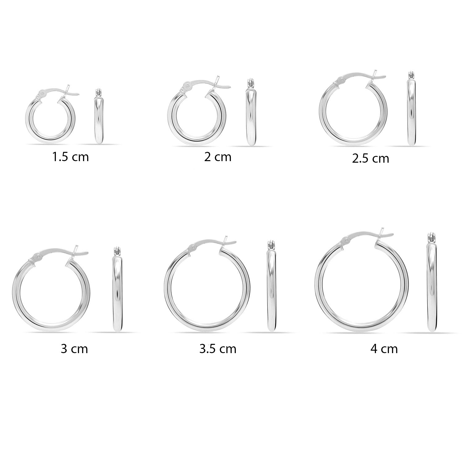 925 Sterling Silver Italian Round Tube Small Click-Top Hoop Earrings for Teen and Women 2.5mm