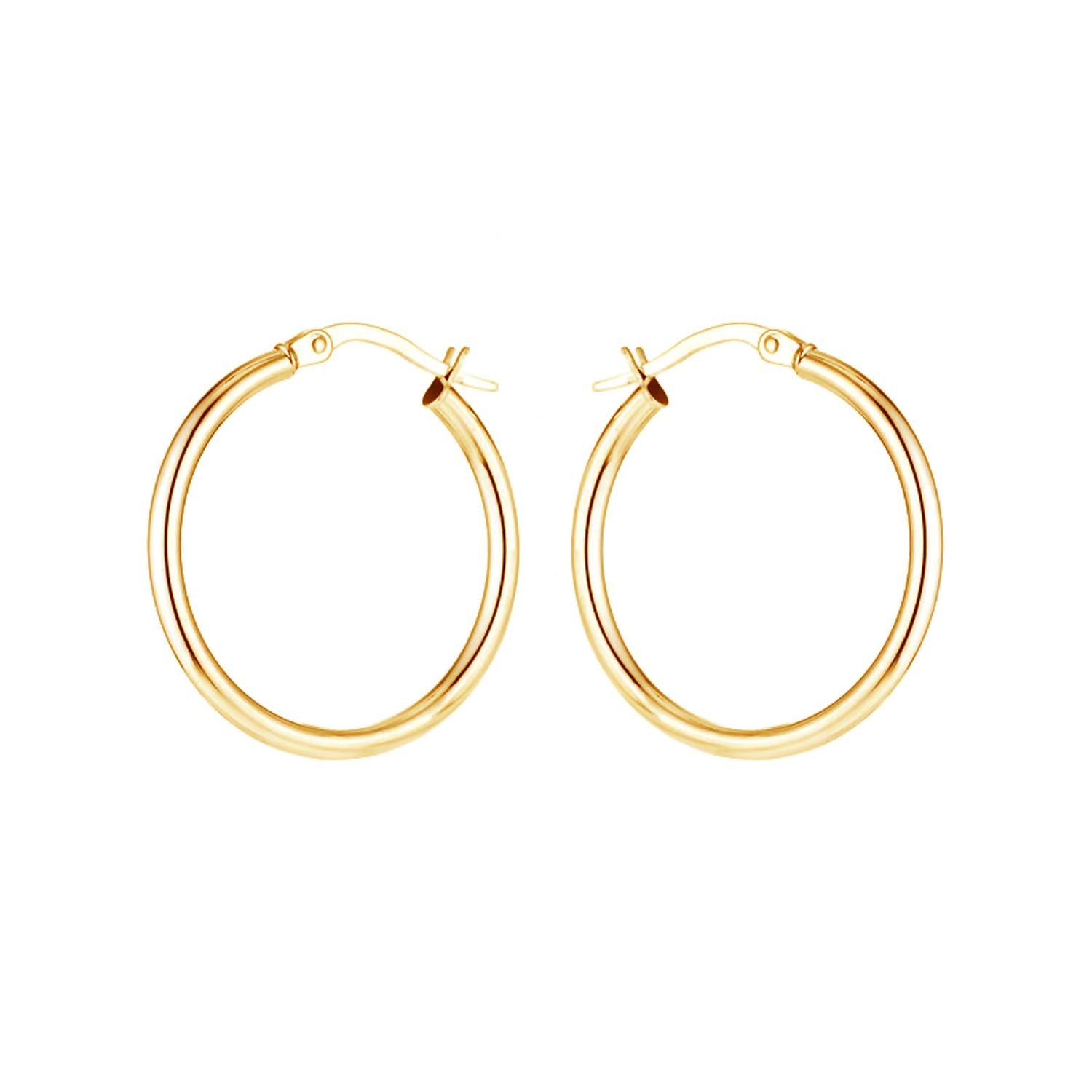 925 Sterling Silver Yellow Gold Plated Round Shape Hoop Earrings for Women