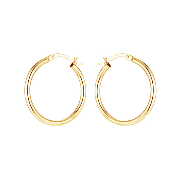 925 Sterling Silver Yellow Gold Plated Round Shape Hoop Earrings for Women