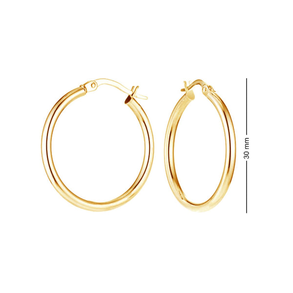 925 Sterling Silver Yellow Gold Plated Round Shape Hoop Earrings for Women