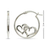 925 Sterling Silver Two Heart Hoop Earrings for Teen Women