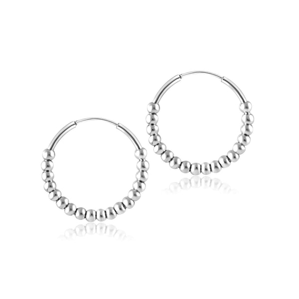 925 Sterling Silver Round Hoop Multi Balls Earrings for Teen Women