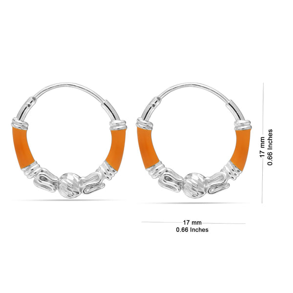 925 Sterling Silver Enamel Bali Hoop Earrings for Women and Girls