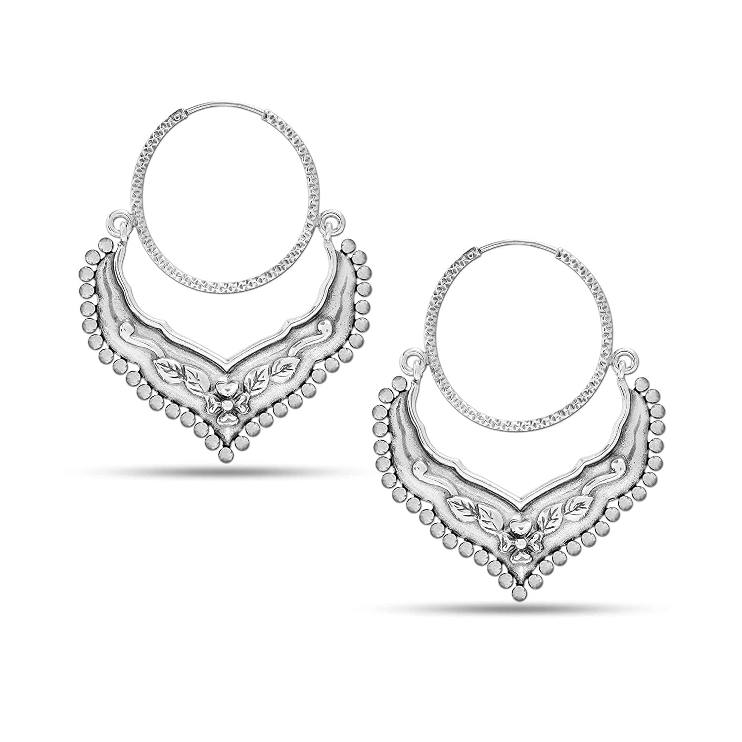 925 Sterling Silver Oxidized Hoop Earrings for Women