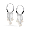 925 Sterling Silver Enamel Hanging Pearl Bali Hoop Earrings for Women and Girls
