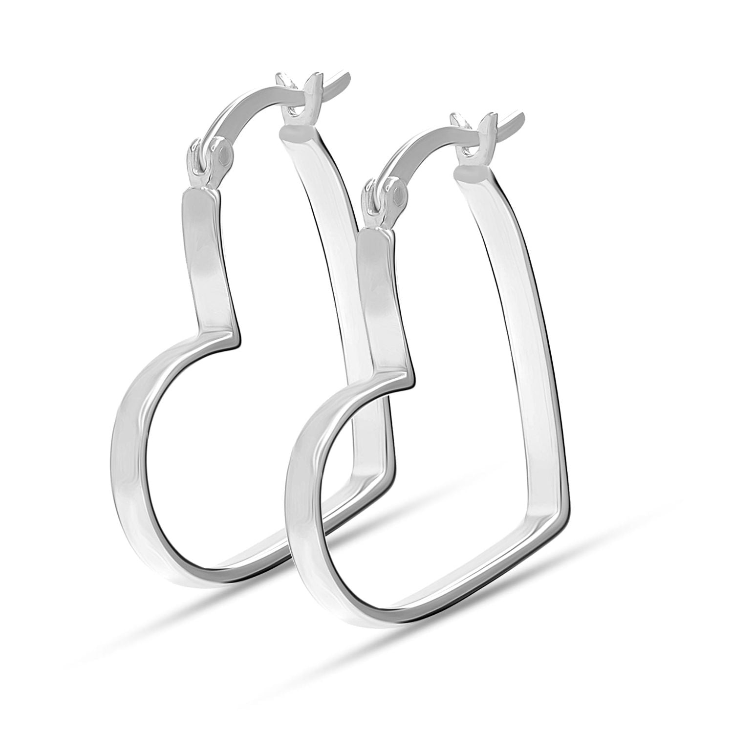 925 Sterling Silver Italian Design Heart Shape Click Top Hoop Earrings for Women Teen