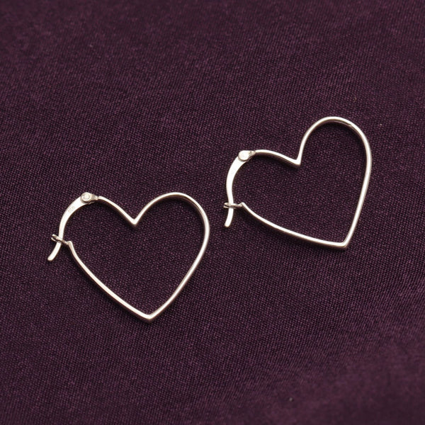 925 Sterling Silver Italian Design Heart Shape Click Top Hoop Earrings for Women Teen