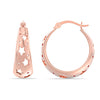 925 Sterling Silver 14K Rose-Gold Plated Filigree Star-Cut Hoop Earrings for Women Teen