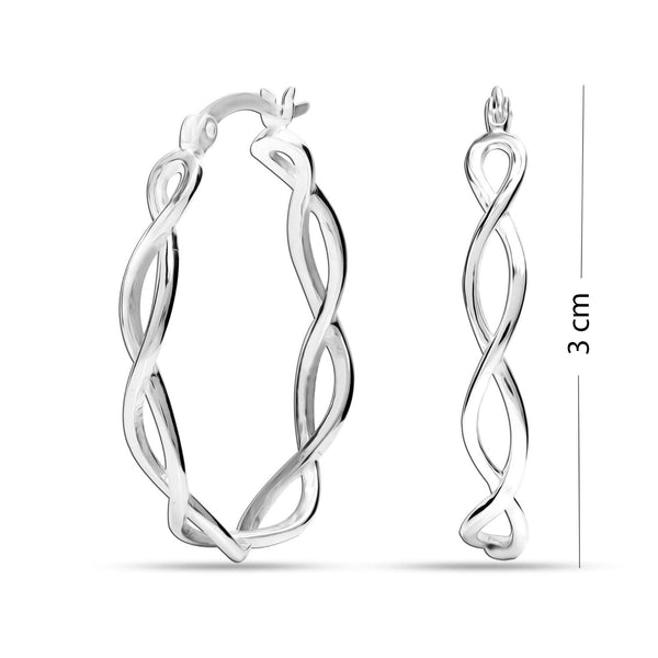 925 Sterling Silver Twist Irish Celtic Knot Click-Top Hoop Earrings for Women