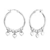 925 Sterling Silver Beaded Multi Heart Charm Hoop Earring for Women Teen