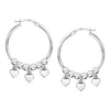 925 Sterling Silver Beaded Multi Heart Charm Hoop Earring for Women Teen