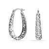 925 Sterling Silver Antique Oval Filigree Click-Top Hoop Earrings for Women