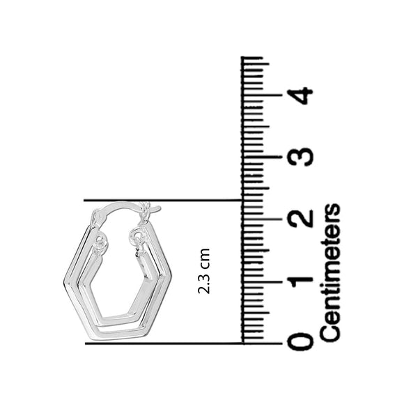 925 Sterling Silver 18K Gold-Plated Double Hexagon Click-Top Hoop Earring for Women Teen