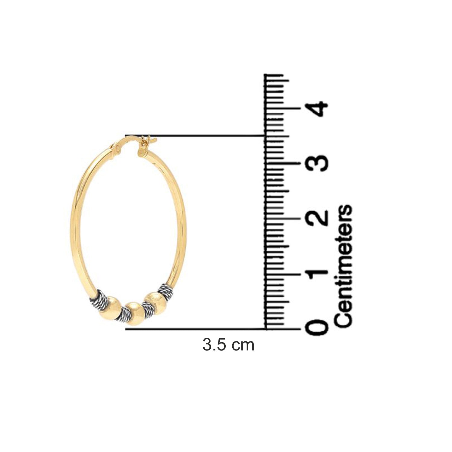 925 Sterling Silver 18K Gold-Plated Balinese Round Click-Top Hoop Earrings for Women 35MM