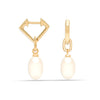 925 Sterling Silver Gold Plated Oval Pearl Drop Earrings/ Hanging Pearl Earring for Women