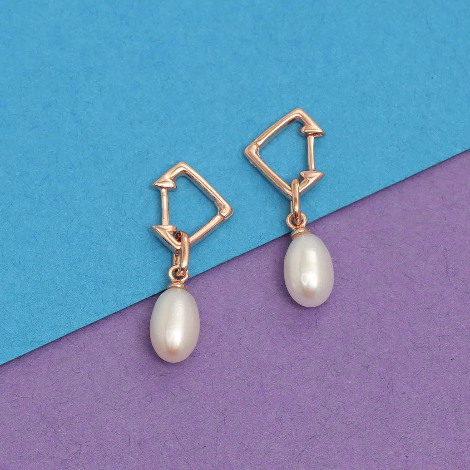 925 Sterling Silver Gold Plated Oval Pearl Drop Earrings/ Hanging Pearl Earring for Women