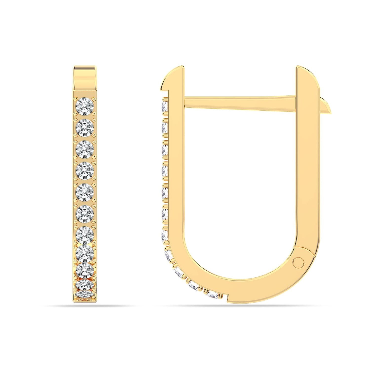 925 Sterling Silver 18K Gold-Plated Cubic Zirconia U-Shaped Huggie Hoop Earrings for Women Teen