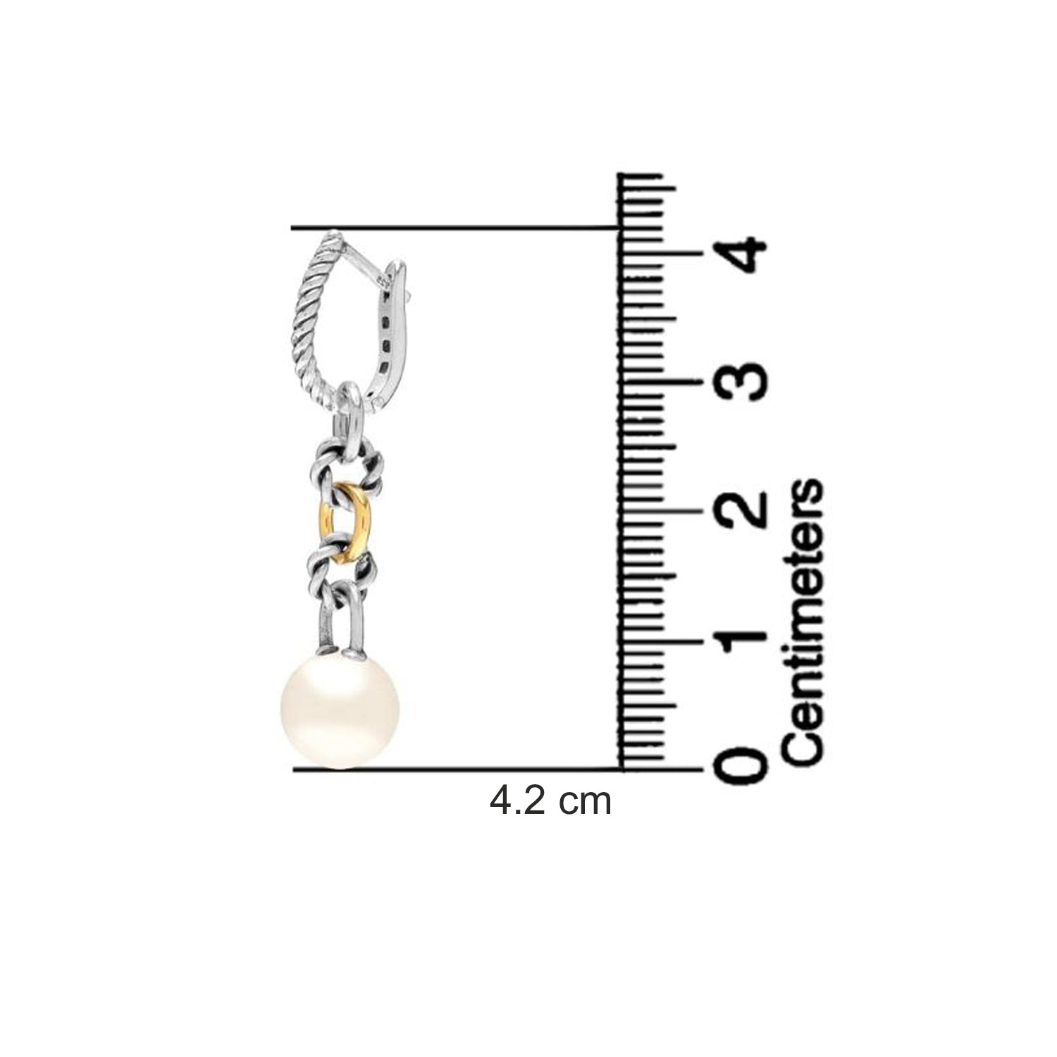 925 Sterling Silver 18K Gold-Plated Link Chain Pearl Drop Hoop Earrings for Women Teen