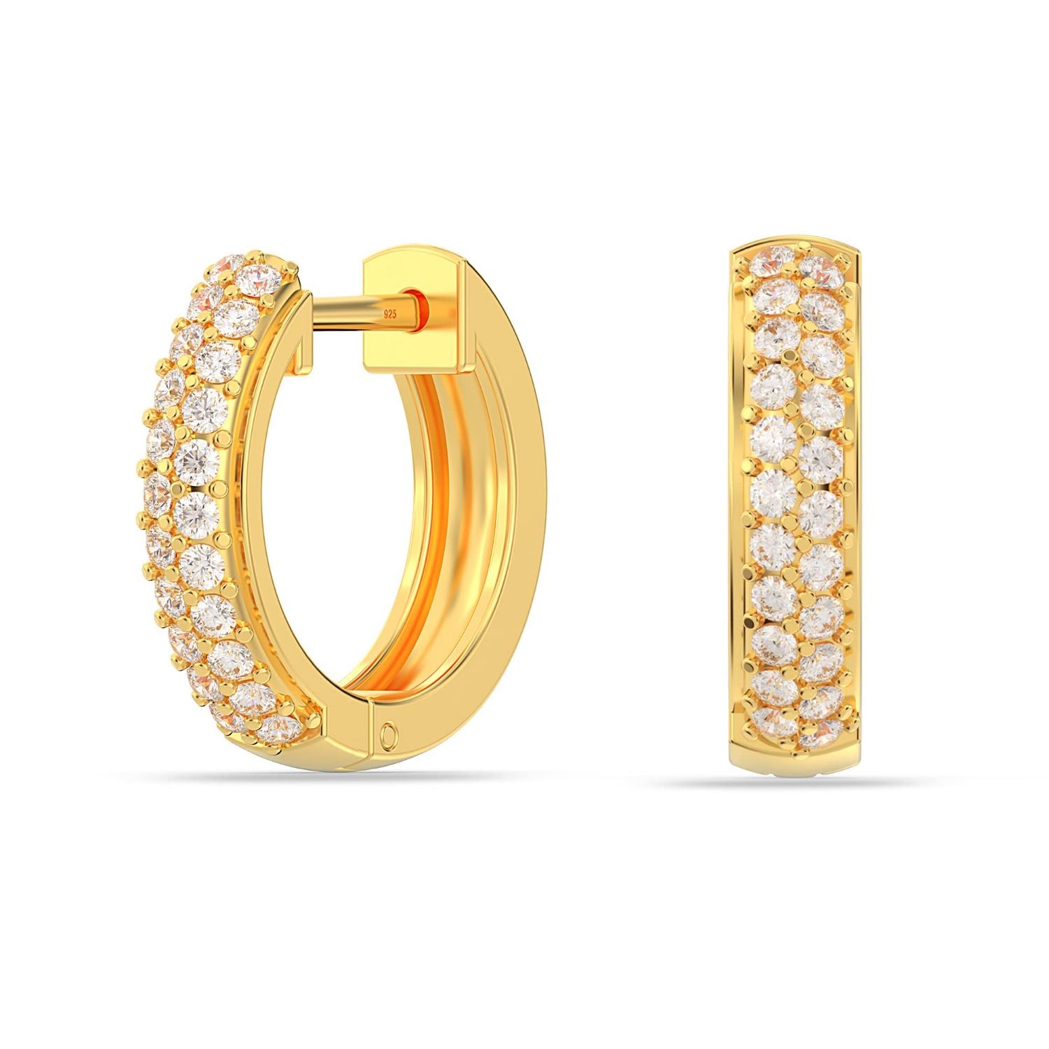 925 Sterling Silver 14K Gold Plated Hypoallergenic Cubic Zirconia Hoop Earrings for Girls