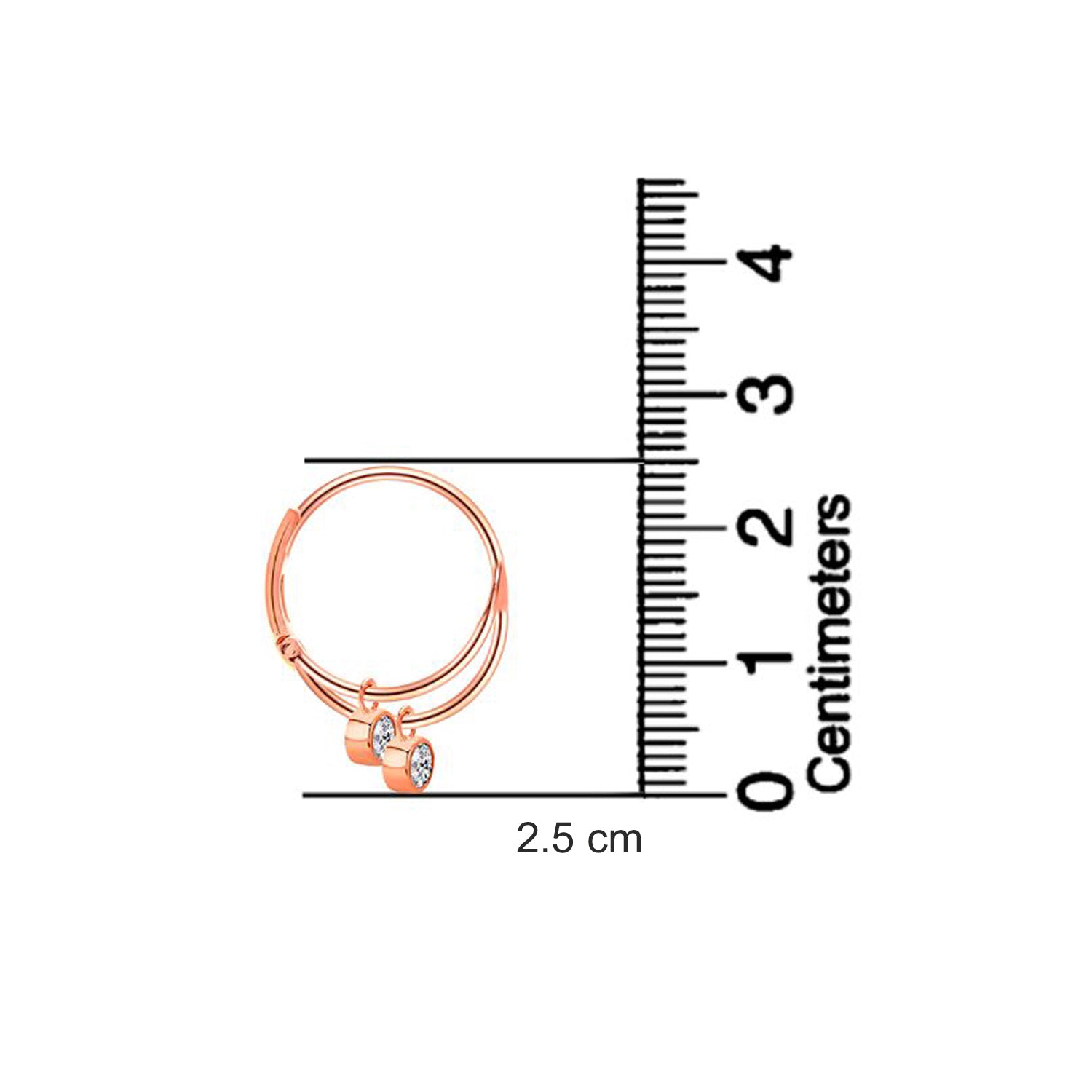 925 Sterling Silver Rose-Gold Plated Lightweight Hanging CZ Crystal Charm SMALL Endless Hoop Earrings for Women