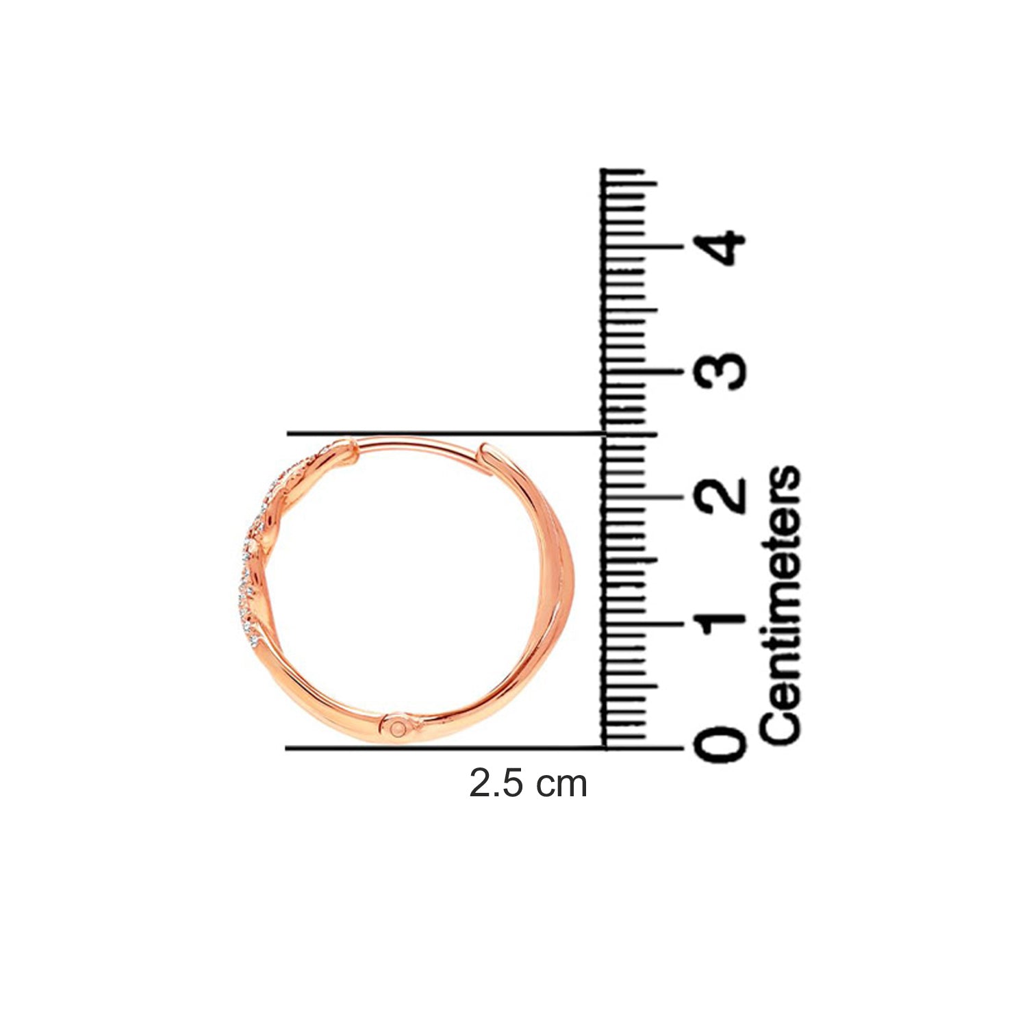 925 Sterling Silver 14K Rose-Gold Plated Cubic Zirconia Twisted Endless Lightweight Classic Infinity Hoop Earrings for Women