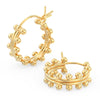 925 Sterling Silver 14K Gold Plated Double Beaded Chunky Hoop Earrings for Women Teen