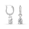 925 Sterling Silver Cubic Zirconia Italian Design Small Drop Dangle Hoop Earrings for Women