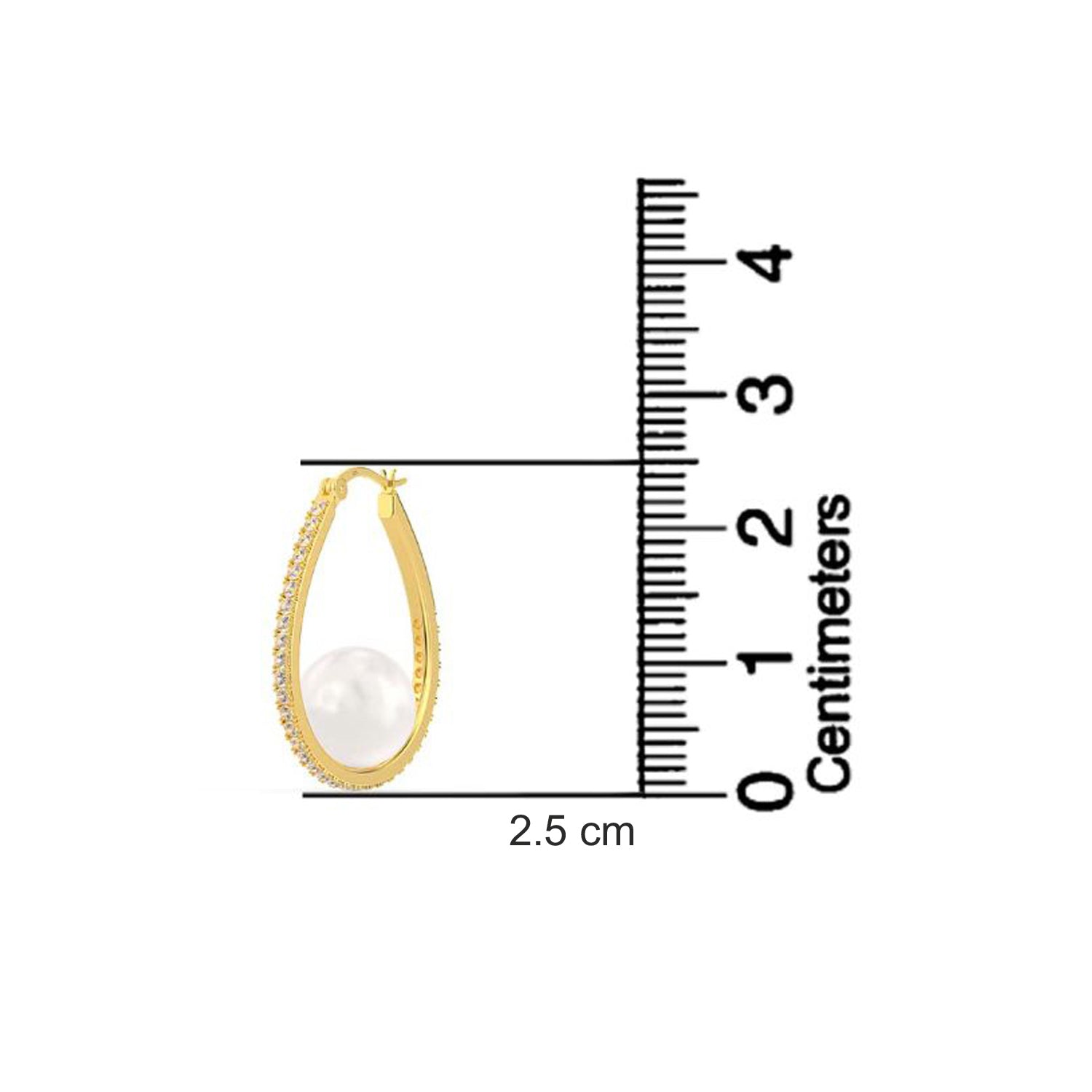 925 Sterling Silver 14K Gold Plated CZ Simulated Pearl Oval Click-Top Hoop Earrings for Women Teen