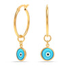 925 Sterling Silver 14K Gold Plated Turkish Stone Evil Eye Hoop Earrings for Women