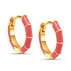 925 Sterling Silver 14K Gold Plated Enamel Dual-Tone SMALL Stripe Huggie Hoop Earrings for Women Teen