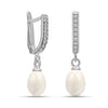 925 Sterling Silver Freshwater Pearl with CZ Drop Dangle Hoop Earrings for Women