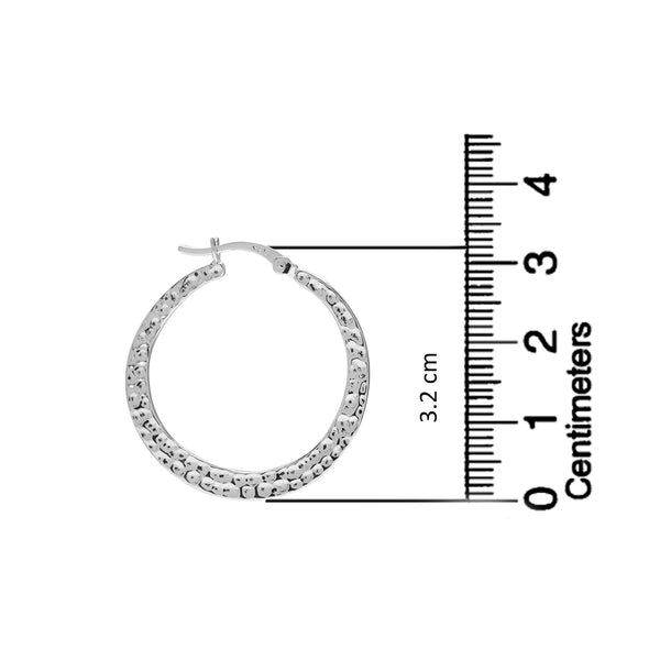 925 Sterling Silver Handmade Lightweight Textured Full Circle Minimal Open Hoop Earrings for Women