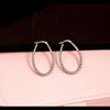 925 Sterling Silver Oval Textured Click-Top Hoops Earrings for Women
