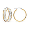 925 Sterling Silver Two-Tone Greek Wall Cut-Out Pattern Greek Key Hoop Earrings for Women