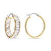 925 Sterling Silver 14K Gold-Plated Two-Tone Greek Wall Cut-Out Pattern Hoop Earring for Women