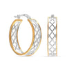 925 Sterling Silver 14K Gold-Plated Two-Tone Cut-Out Pattern Hoop Earring for Women