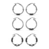 925 Sterling Silver Set of 3 Pair Hoop Earrings for Women