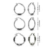 925 Sterling Silver Set of 3 Pair Hoop Earrings for Women