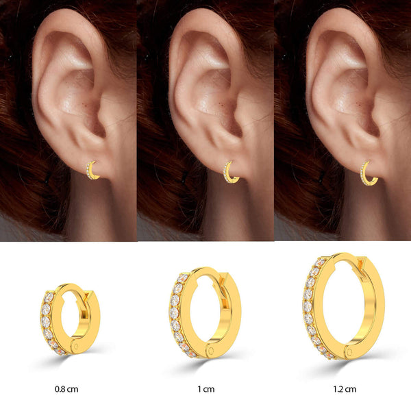 925 Sterling Silver Cartilage Piercing Ear Cuff CZ Huggie Hoop Earrings for Women Set of 3 Pair