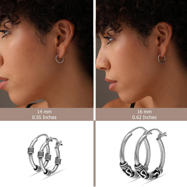 925 Sterling Silver Hoop Earrings for Women and Girls Set of 2 Pairs