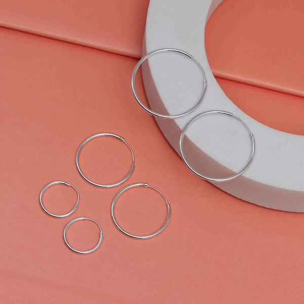 925 Sterling Silver Small Round Circle Endless Hoop Earrings for Women Set of 3 Pair