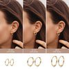 925 Sterling Silver Endless Small Hinged Hoop Earrings for Women Set of 3 Pair