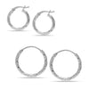 925 Sterling Silver Diamond Cut Endless Hoop Earrings for Women Set of 2 Pairs