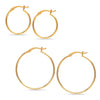 925 Sterling Silver 14K Gold Plated Italian Hoops Earrings for Women Set of 2 Pairs