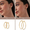 925 Sterling Silver 14K Gold Plated Italian Hoops Earrings for Women Set of 2 Pairs