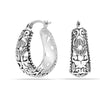 925 Sterling Silver Antique Floral Filigree Light-Weight Small Oval Hoop Earrings for Women