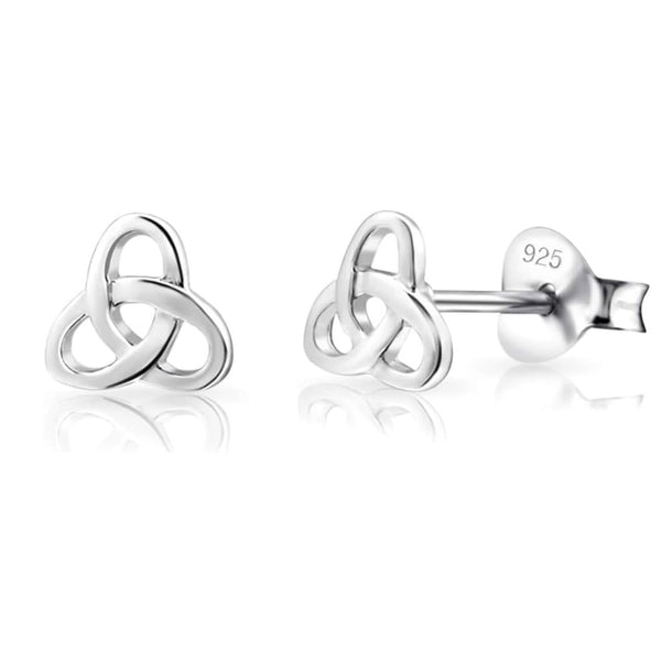 925 Steling Silver Trinity Knot Celtic Stud Earrings for Women